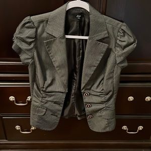 Sele black and white striped short sleeve blazer